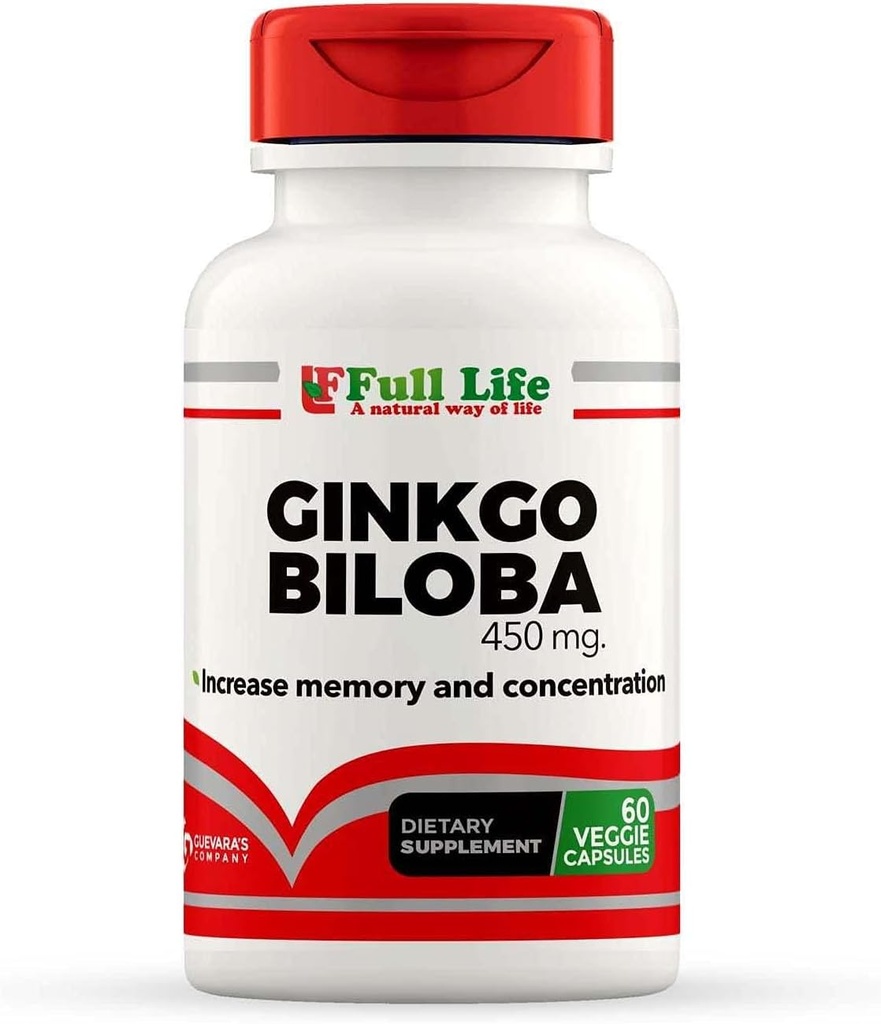Ginkgo Biloba Capsules - Supplément à base de plantes - 60 Veggie Capsule 450mg.
