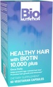 Bio Nutrition Healthy Hair Support with Biotin 60 Capsules Végétariennes , cheveux plus forts , cheveux plus épais , favorise la croissance et l'épaisseur des cheveux , mélange avec les vitamines et minéraux complexes B