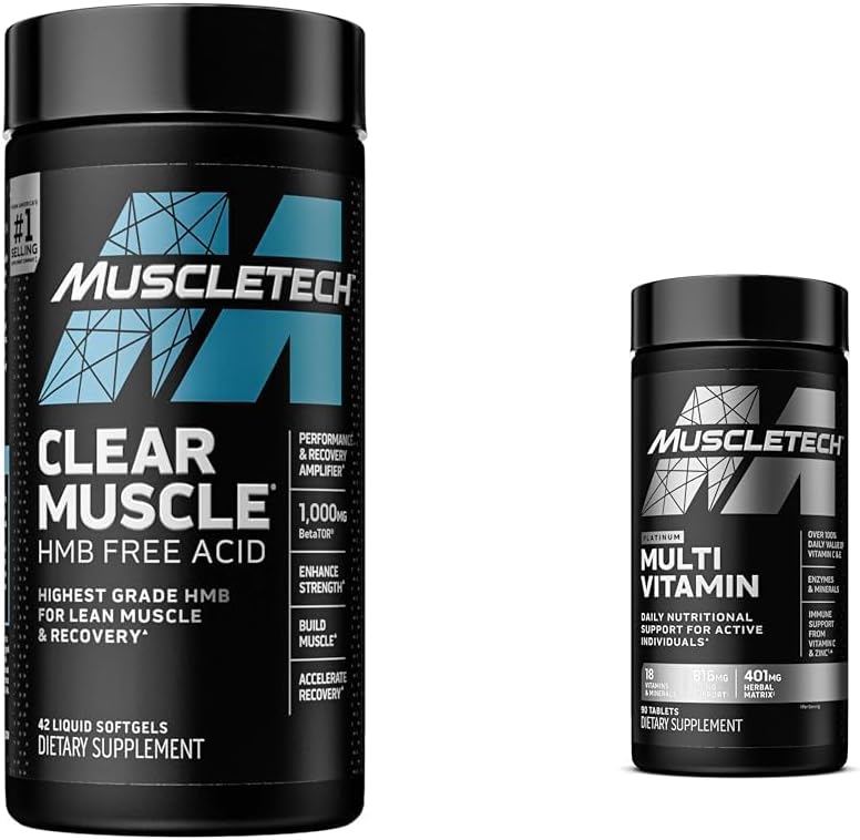 MuscleTech Clear Muscle Post Workout Recovery.com Constructeur de muscles pour les hommes et les femmes et multivitamine de platine pour le soutien immunitaire 18 Vitamines