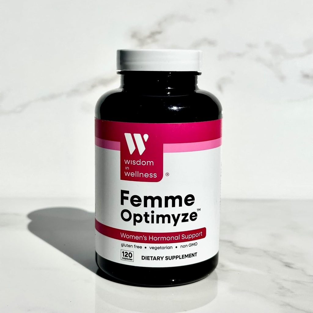 Sagesse en bien-être Femme Optimyze - 120 Capsules d'équilibre hormonal pour femmes - Hormone Balance pour femmes - Supplément d'équilibre hormonal pour femmes - Supplément de soutien hormonal pour hormones féminines - Règlement hormonal