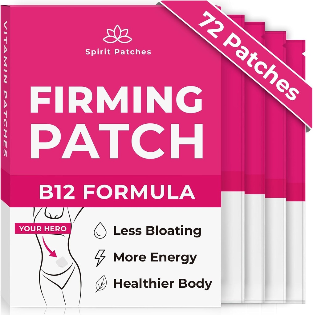 Patch B12 raffermissant (paquet de 72) - 100% Vitamine naturelle pour les femmes, énergie et soutien corporel, autocollant transparent - Formule améliorée