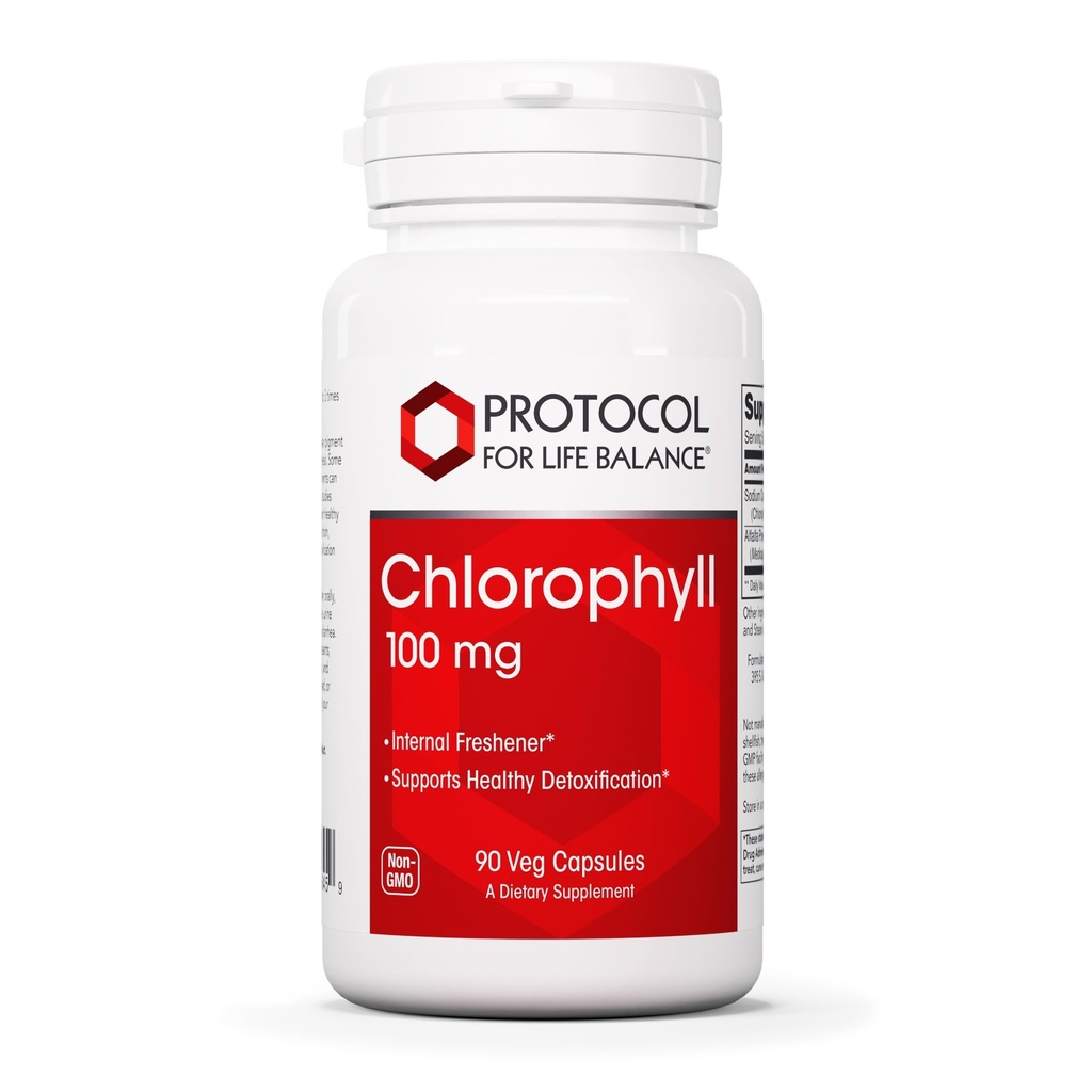 Protocol Chlorophylle - Supporte le nettoyage du détox, la fonction hépatique et le déodorant interne* - Non-OGM et sans soja - 90 capsules de veg