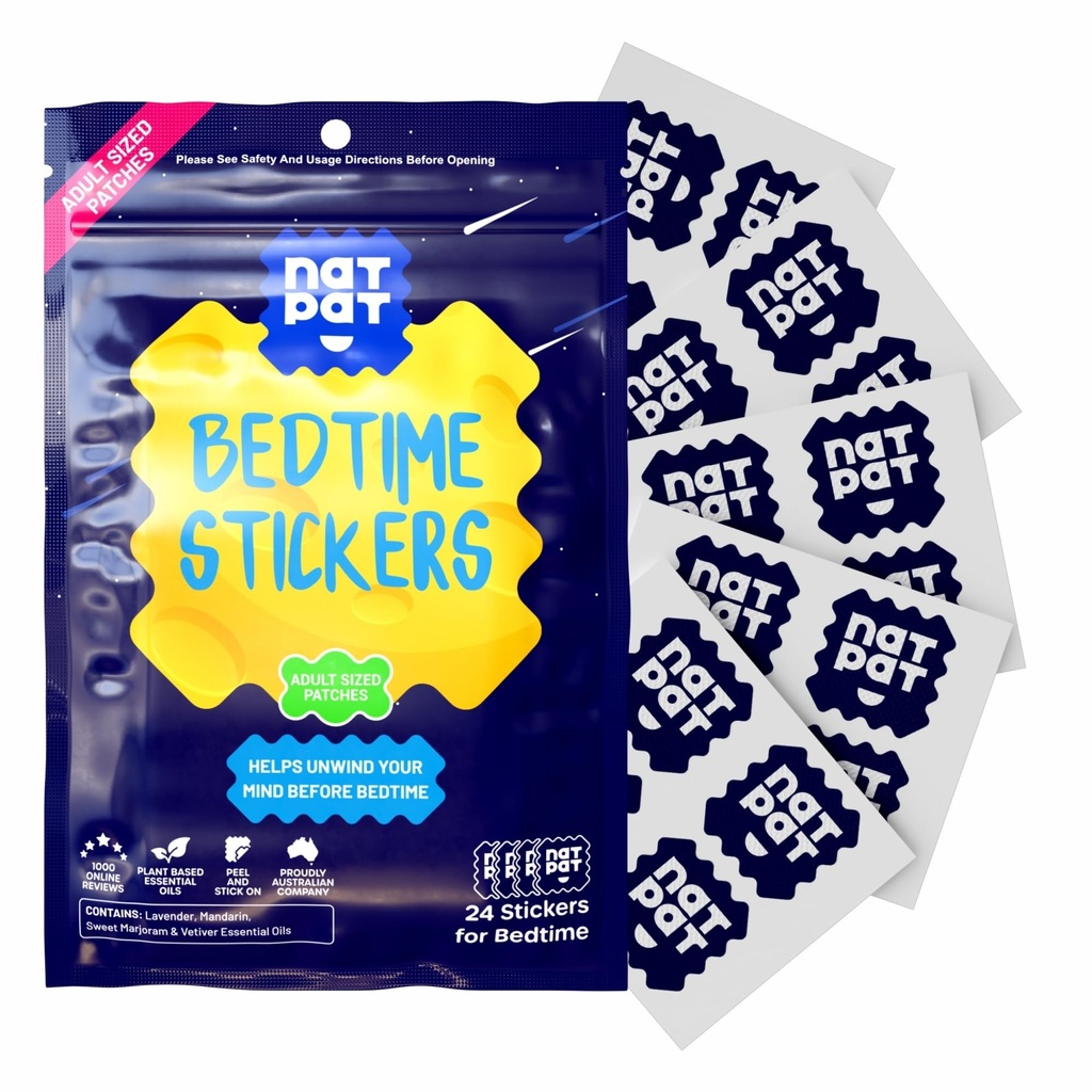 Patchs d'aide au sommeil NATPAT Sleepy Patch - Stickers Relaxing Bedtime pour Adultes - Stickers Sleep-Based Plant - Drogue et Melatonine Gratuits - 24 Compte