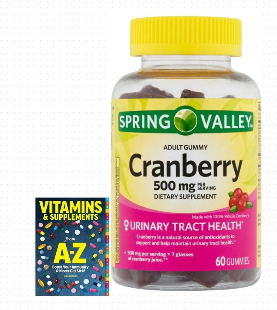 Aventure Accueil Spring Valley Supplément alimentaire pour adulte Gummy Cranberry, 500 mg, 60 Count+Better Guide Vitamines Suppléments