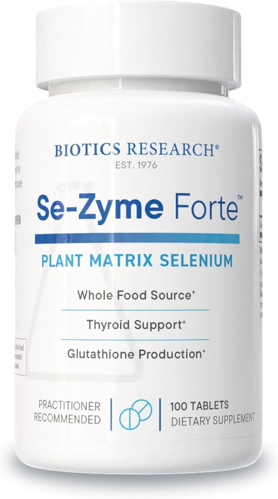 Recherche en biotique Se-Zyme ForteMC– Source de sélénium d'aliments entiers, fonction Thyroïde Gland, production d'ADN, santé cognitive, antioxydant potentiel, 100 comprimés