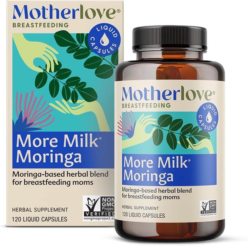 Motherlove Plus de Moringa Lait (120 Taille de la valeur de la capsule) Supplément d'allaitement à base de Moringa pour soutenir l'approvisionnement en lait maternel — Non-OGM, Herbes organiques, Vegan, Kosher