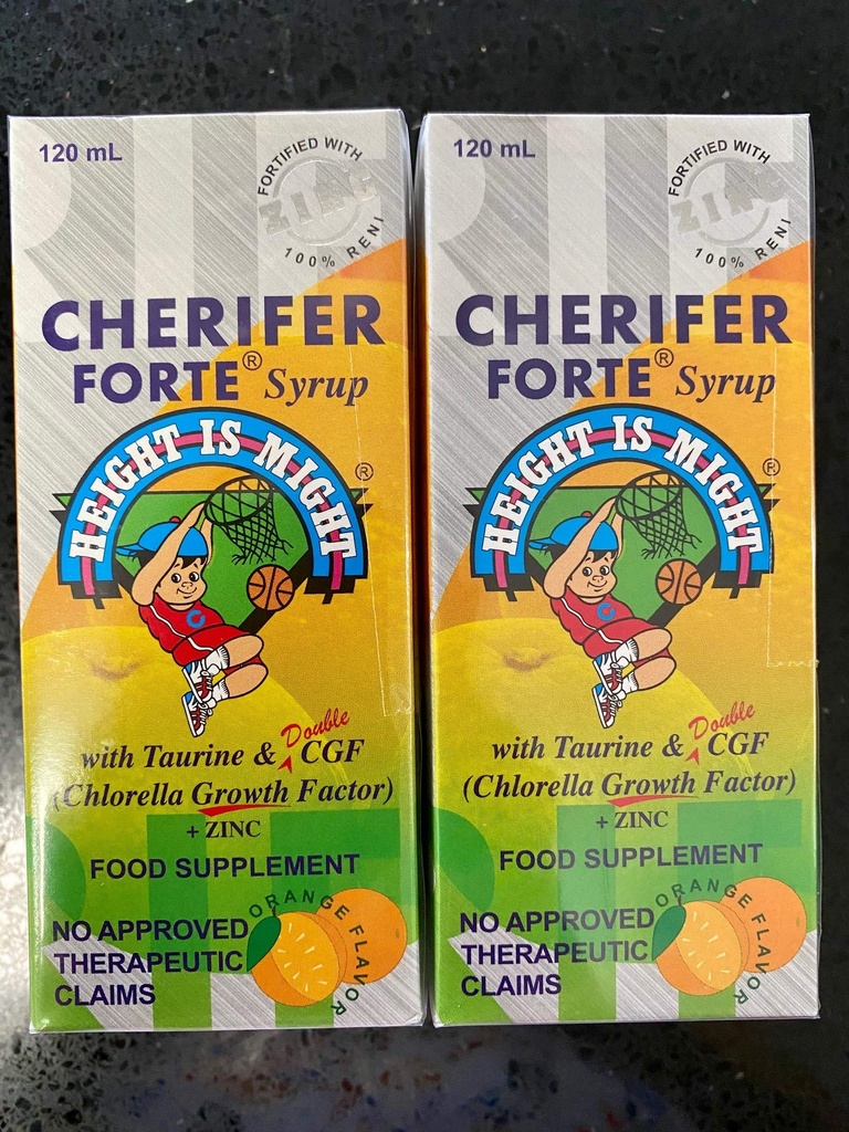 CHERIFER Syrup Forte avec facteur de croissance Taurine et Double Chlorella + Zinc 120ml (paquet de 2 bouteilles)