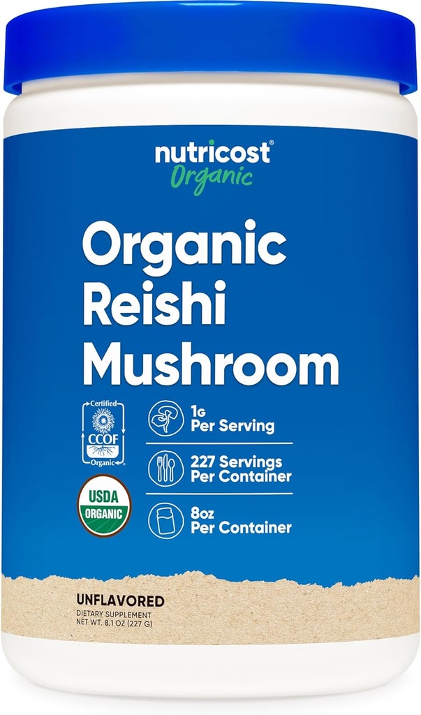 Nutricost Organic Reishi Mushroom Powder 0.5LB (8oz) - USDA Certified 100% Organic, Vegetarian, Non-GMO, Gluten Free