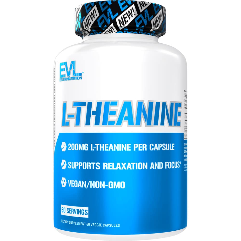 Evlution L Theanine 200mg Capsules for Focus and Relaxation Nutrition L-theanine 200mg Nootropic Supplement for Attention & Energy - Daytime Mood Support and Nootropic Focus Supplement