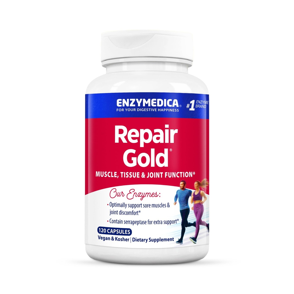 Enzymedica, Réparer l'or, Enzymes protéolytiques, Supplément de soutien articulaire, avec Serrapeptase, 120 Compte