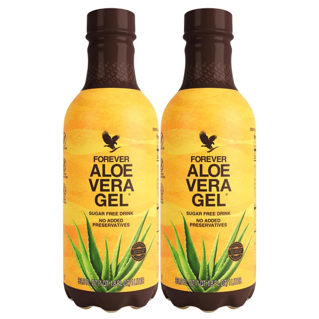 Pour toujours vivre - Pour toujours Aloe Vera Gel - 99,7% Pure Inner Leaf Aloe Vera Juice - Sans conservateur - 33,8 fl oz (paquet de 2)