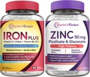 Recettes du médecin Trousse de fer et de zinc - Énergie, soutien du sang, santé immunitaire pour les hommes et les femmes, absorption élevée, non-OGM