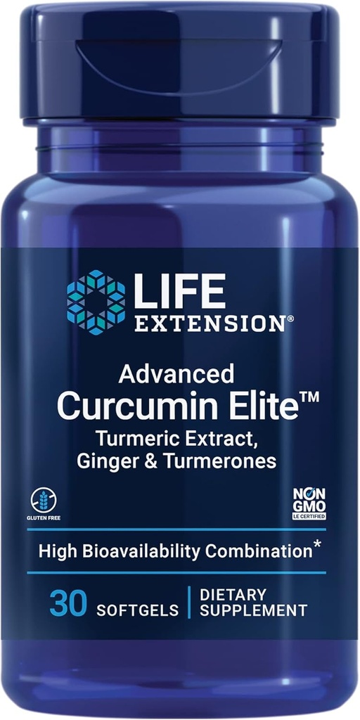 Life Extension Super Omega-3 Fish Oil, Curcumin Elite Turmeric Extract & Ginger Softgel Bundle - 240 + 30 Count