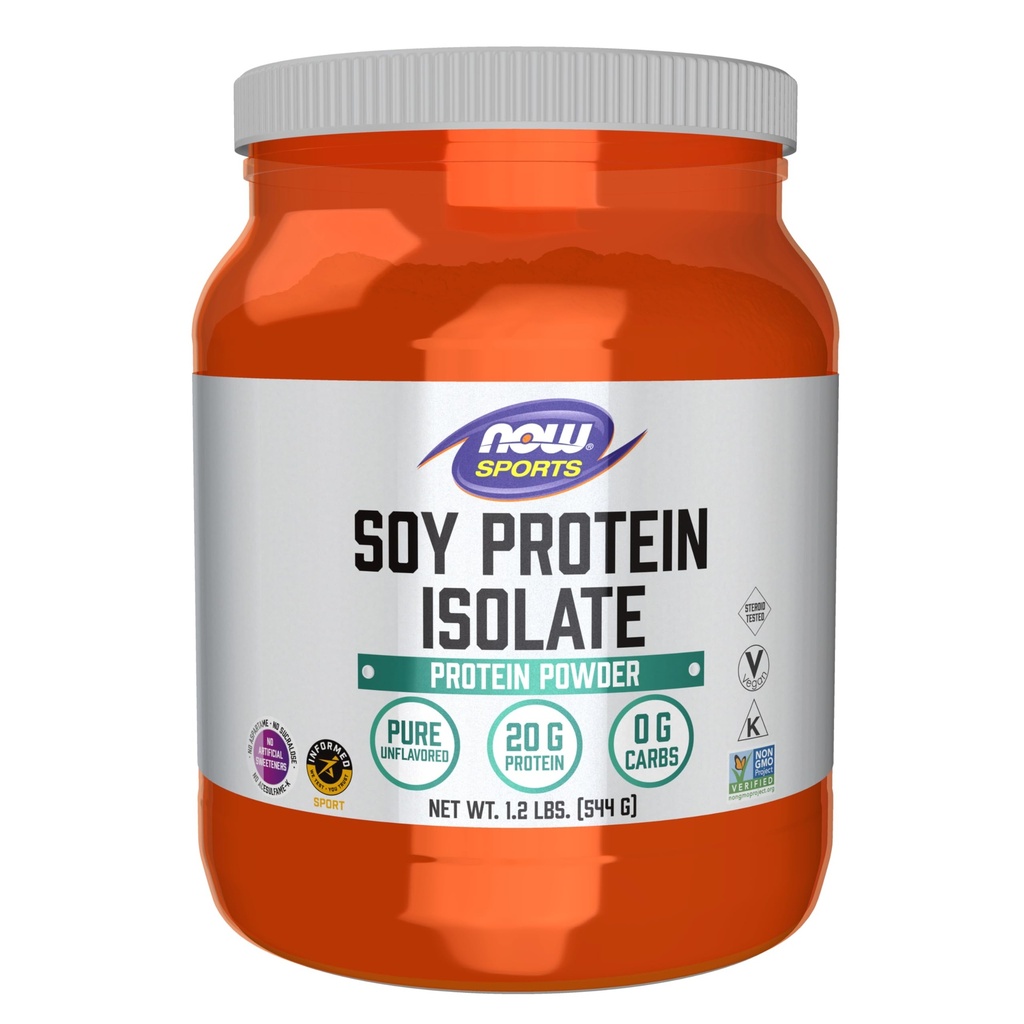MAINTENANT Aliments Sports Nutrition, Isolation de protéines de soja 20 G, 0 glucides, poudre non aromatisée, 1,2-Pound