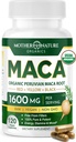 Mother Nature Organic Maca Root Capsules – 1600mg, 120 Capsules Vegan – Maca jaune, rouge et noir non OGM péruvien pour hommes et femmes - Énergie, Hormone, Cerveau et Poids Bien-être