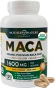 Mother Nature Organic Maca Root Capsules – 1600mg, 120 Capsules Vegan – Maca jaune, rouge et noir non OGM péruvien pour hommes et femmes - Énergie, Hormone, Cerveau et Poids Bien-être