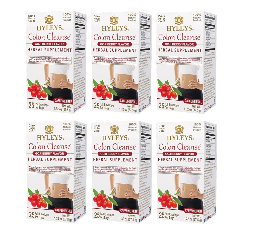 Hyleys Colon Cleanse Tea Goji Berry Flavor (6 pack - 150 sachets de thé Total)