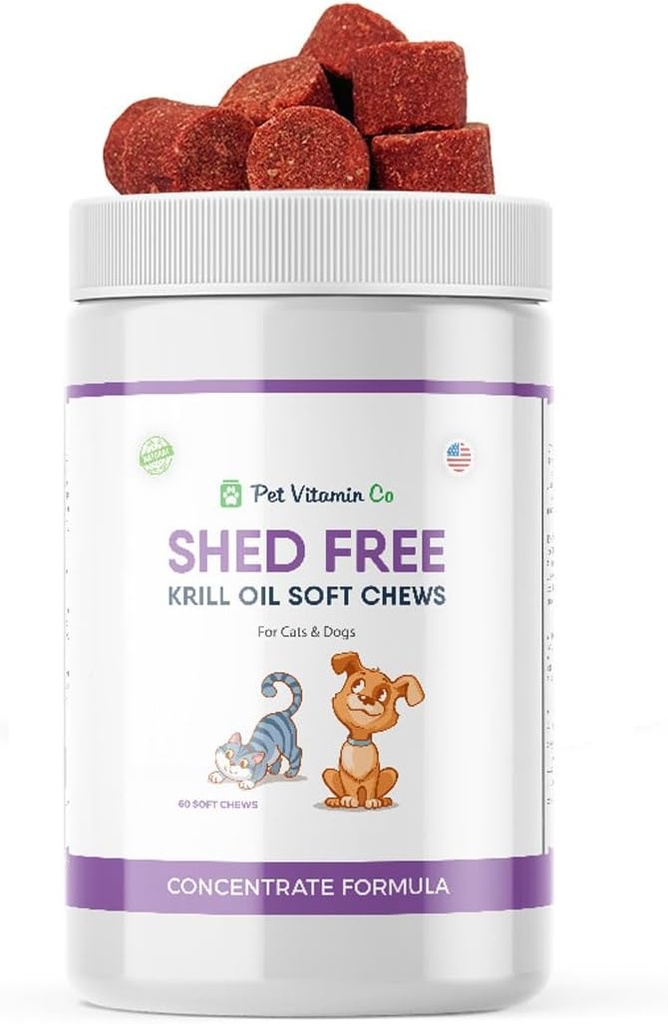 Huile de Krill Chews doux sans mouchoirs pour chiens - Réduire Shedding & Démangeaisons - Riche en Oméga 3 et antioxydants - Améliore la peau et le manteau - Fabriqué aux États-Unis - 60 Chews doux