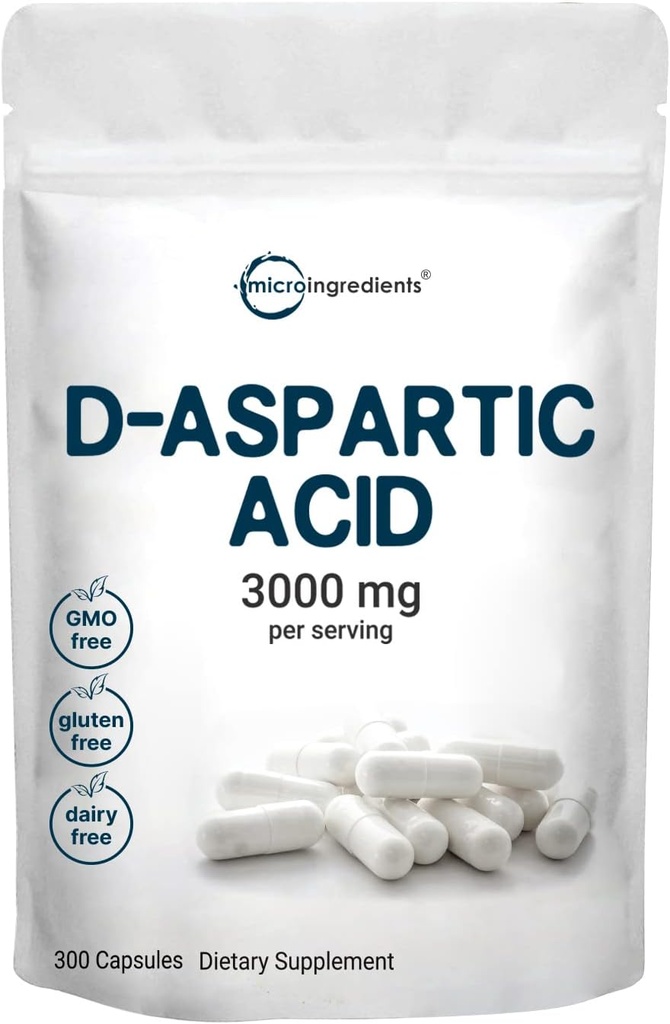Micro-ingrédients Acid D-Aspartic 3000mg par portion, 300 Capsules