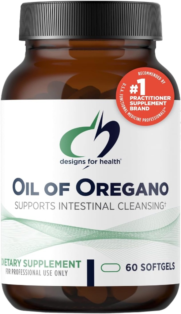Designs for Health Oil of Oregano - Oregano Oil Capsules with Highly Concentrated Carvacrol - Supports Intestinal Cleansing - Oregano Oil Pills for GI Support (60 Softgels)