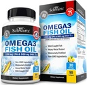 Supplément à l'huile de poisson Triple Strength Omega 3 - 2250mg EPA Omega 3 Acides gras de poissons sauvages frais capturés, formule sans Burpless Lemon Saveur soutient la santé des yeux et plus, sans gluten, 90 Softgels