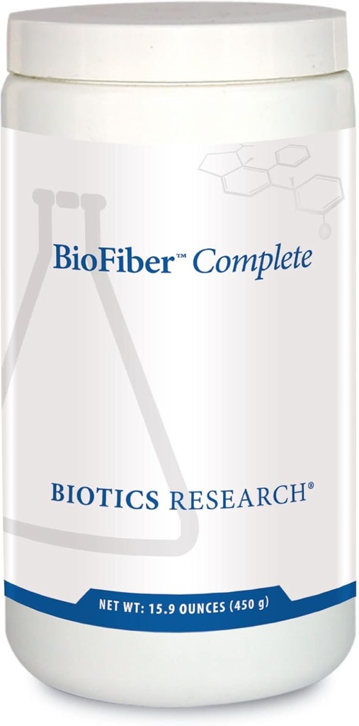 Recherche en biotique BioFibre Complete - 10 fibres alimentaires entières (organique et non-OGM), 5g de fibre par portion, poudre facile à mélanger, soutien prébiotique Gut 15,9 Oz