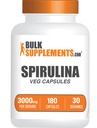 BulkSupplements.com Capsules de Spiruline - Supplément de Superfood Vert, Supplément de Spiruline - Vegan, 6 Capsules par portion, 180 Compte (paquet de 1)