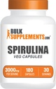 BulkSupplements.com Spirulina Capsules - Green Superfood Supplement, Spirulina Supplement - Vegan, 6 Capsules per Serving, 180 Count (Pack of 1)