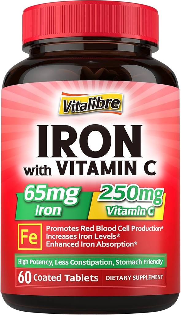 Supplément en fer avec vitamine C pour déficit en fer et complexe de magnésium 10 en 1 pour déficit en magnésium