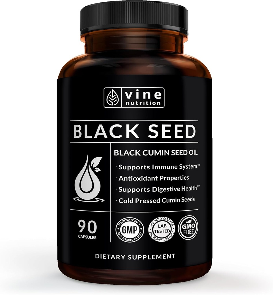 Black Seed Oil Capsules - Nigella Sativa - Immune Support Supplement Soft Gels - Cold Pressed Antioxidant Vegetarian Black Cumin Pills - 500 Milligrams Made in The USA