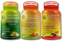 COMPLÉMENTS ÉTUDE ÉLEVÉ Antioxydants et immunosupport – Vitamine liposomique C 1500mg + Glutathion 500mg + Quercetine avec Bromelain, Zinc et mélange alimentaire entier – Végétaux, Capsules non OGM