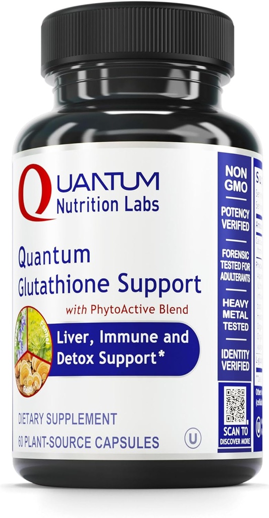 QNL Soutien au glutathion - Capsules de glutathion pour adultes - Supplément de soutien biologique antioxydant, foie et immunitaire - Soutien à la santé des yeux - 60 Capsules d'origine végétale