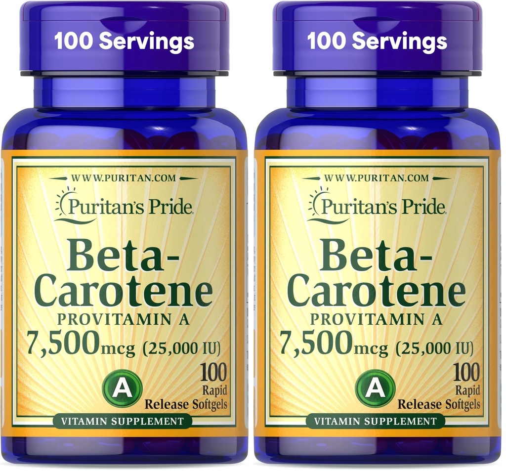 La fierté de Puritan Beta Carotène pour la santé immunitaire et oculaire pour soutenir un système immunitaire sain 100 Softgels (paquet de 2)