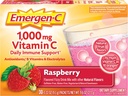 Emergen-C 1000mg Poudre de vitamine C, avec des antioxydants, des vitamines B et des électrolytes, suppléments d'immunité pour le soutien immunitaire, mélange de boissons gazeuses sans caféine, parfum de framboise - 30 comte/1 mois d'approvisionnement