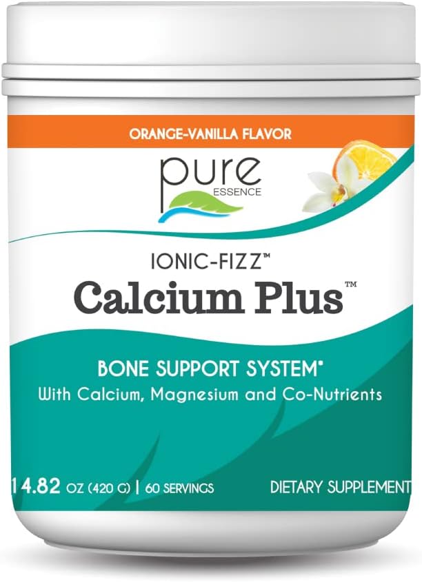 Ionic Fizz Calcium Plus by Pure Essence - Rapport Calcium/Magnésium parfait avec les os forts de vitamine A, B, C, D et Potassium - Vanille orange - 14,82 oz
