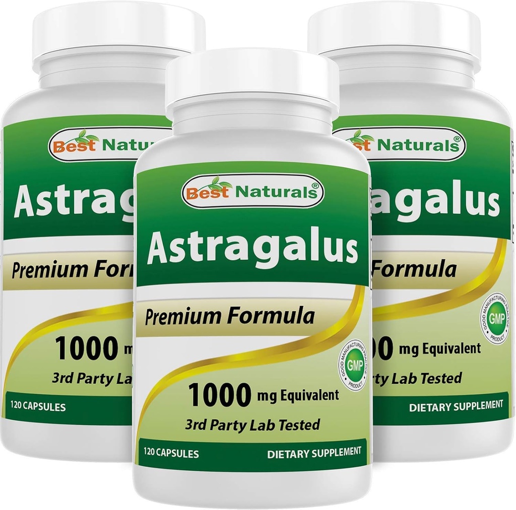 Meilleures capsules d'Astragalus naturelles, 1000 mg, 120 Nombre (paquet de 3)