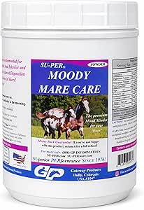 SU-PER Moody Mare Care Powder - Mélange à base de plantes pour une élimination équilibrée et un comportement normal chez les chevaux - 2,5 lb (2 pack)