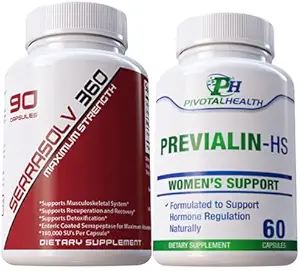 Serrraolv 360: Paquet Fibriod Extra Strength - Dissoudre rapidement les fibroïdes (Serrasolv 360 90 Cap et Predialin 60 Cap) aide également avec le gonflement, le malaise et l'équilibre Hormones