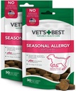 Vet's Best saisonal Allergy Soft Chew Dog SupplementSoothes Dogs Irritation cutanée due aux allergies saisonnièresSoins d'histamineSoit 50 comprimés à croquer, 30 comtes (paquet de 2)