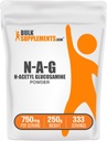 BulkSupplements.com Poudre de N-acétylglucosamine - Poudre de NAG, Glucosamine 750mg, Supplément nutritionnel - Sans gluten, 750mg par portion, 250g (8,8 oz) (paquet de 1)