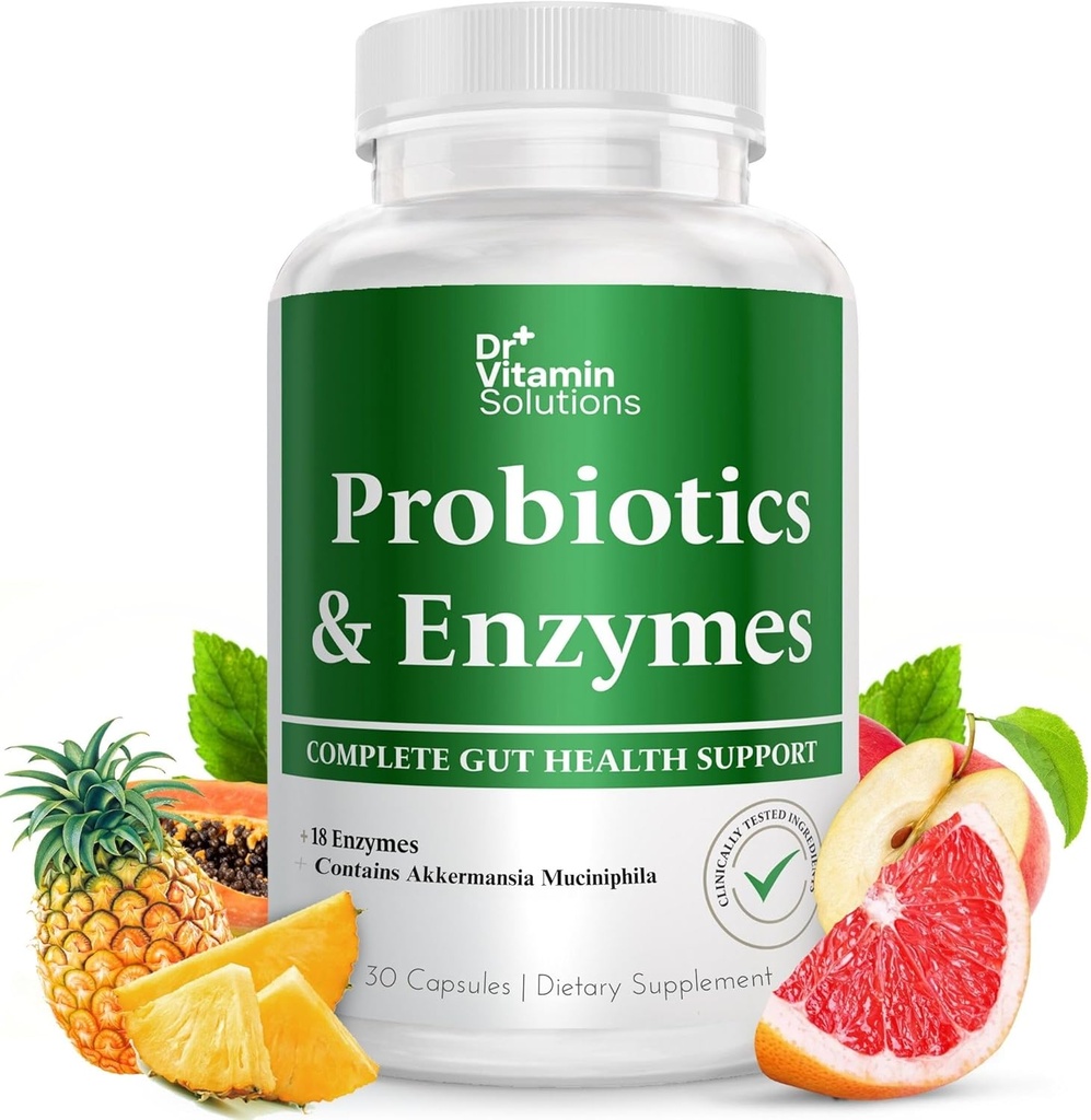 DR VITAMIN SOLUTIONS GLP-1 Support Enzymes, pré & probiotiques pour la santé digestive, Berberine Weight Loss Support, Akkermansia Muciniphila pour les femmes et les hommes