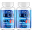 Supplément de soutien pour le rein – Détox nettoyant pour le rein avec 600 mg de Niacinamide et Chitosan Oligosaccharides – Formule Posphore-Consciente – Capsules végétariennes pour adultes – 2 bouteilles