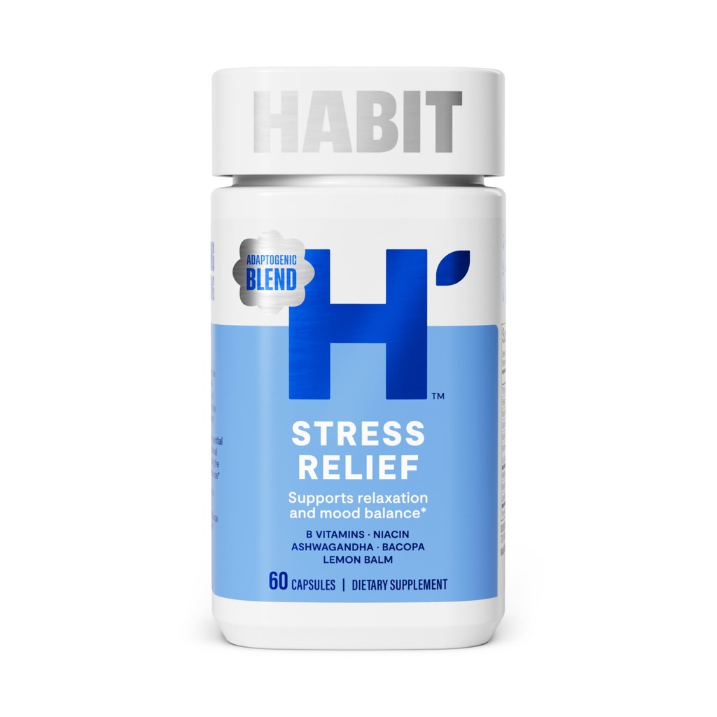 Supplément anti-stress (60 capsules) - Nouveau look, soutient la relaxation et l'équilibre de l'humeur, vitamine B, adaptogènes, baume de citron, calmant, végétalien, non-OGM (1 paquet)