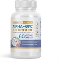 Alpha GPC + Citicoline 60 Ct, 1600mg Concentrated Formula- 99%+Highly Purified & Bioavailable Nootropic-Cognitive Enhancer, Supports Memory, Brain Function, Boosts Focus, Mood & Energy