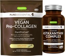 Poudre de protéines de collagène végétalien + astaxanthine complexe Bundle végétalien, formule de renforcement de collagène + naturel 4mg H. Pluvialis Astaxanthine pour cheveux, peau et ongles, par Igennus