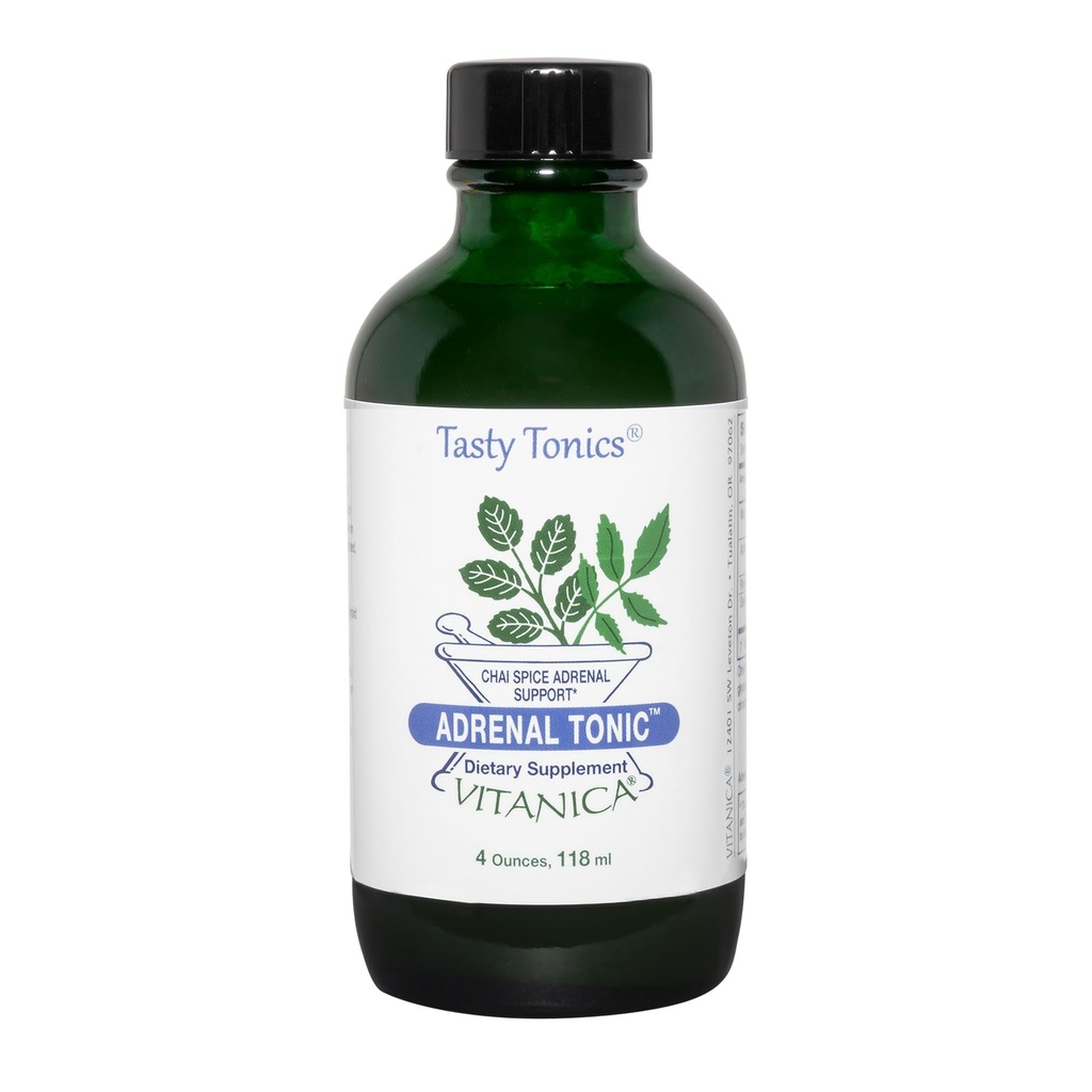 Vitanica Tonic adrénal, Supplément adrénal et soutien, Sans alcool, Vegan/Végétarien, Chai Spice Flavor, 4 Ounce
