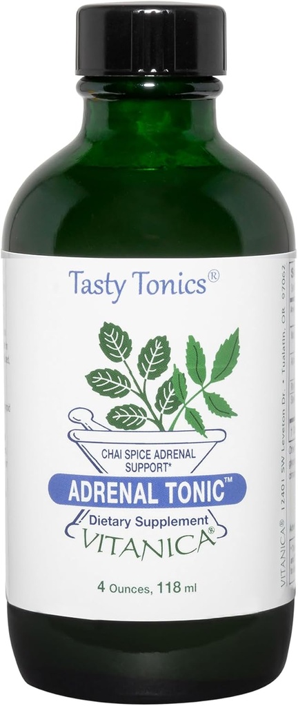 Vitanica Tonic adrénal, Supplément adrénal et soutien, Sans alcool, Vegan/Végétarien, Chai Spice Flavor, 4 Ounce