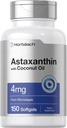 Horbäach Astaxanthine 4mg.150 Softgels.com Supplément de Microalgues avec de l'huile de coco.