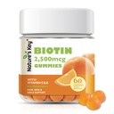 Gommies de biotine clés de la nature avec vitamine C et E, soutien ongles de cheveux croissance et belle peau pour les femmes hommes et les enfants, végétalien, orange saveurs 60 comte