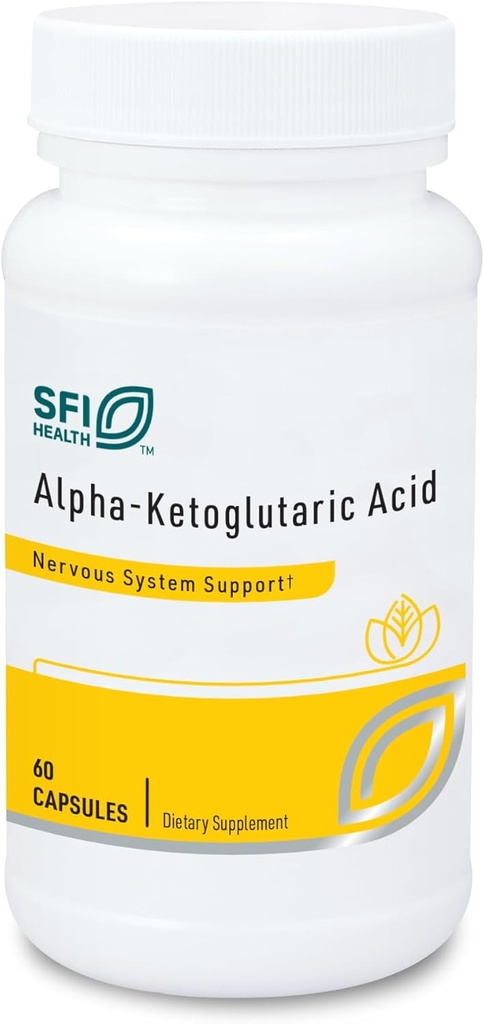 Klaire Labs SFI Health Alpha-Kétoglutaric Acid - Soutien énergétique et métabolique - 300mg AKG dans les capsules hypoallergéniques, végétariennes, laitières et sans gluten (60 capsules)